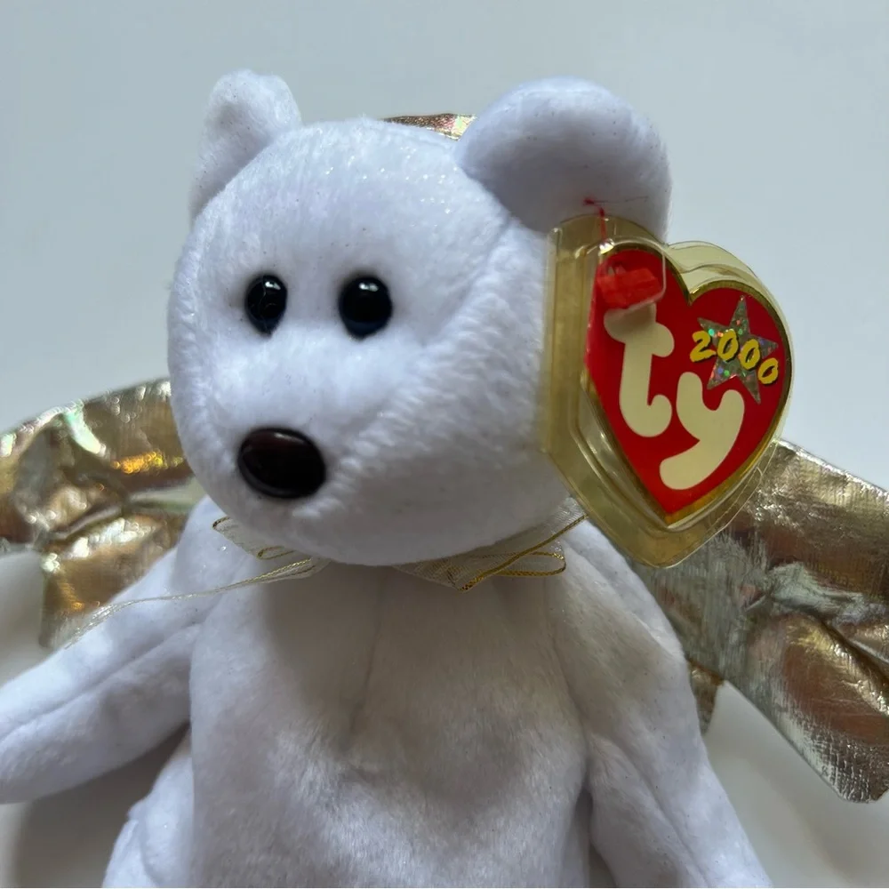 Ty Beanie Babies Halo‎ II 2000 White Angel Bear Plush Stuffed Animal